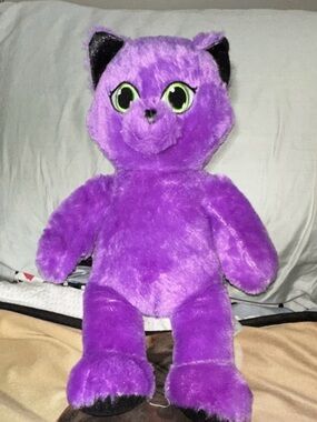 Build-A-Bear Purple Plush Cat with Black Ear & Paw Accents